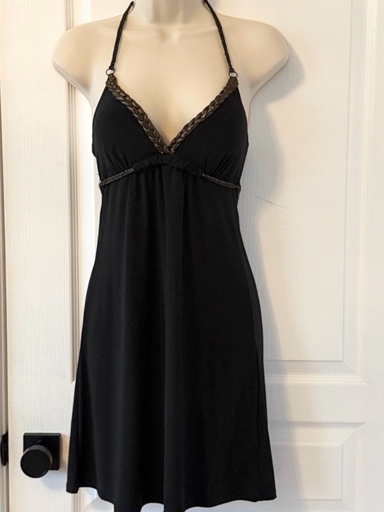 Guess Other - Guess Black Halter Mini Dress | Gold Trim | Backless Empire Waist | Size S